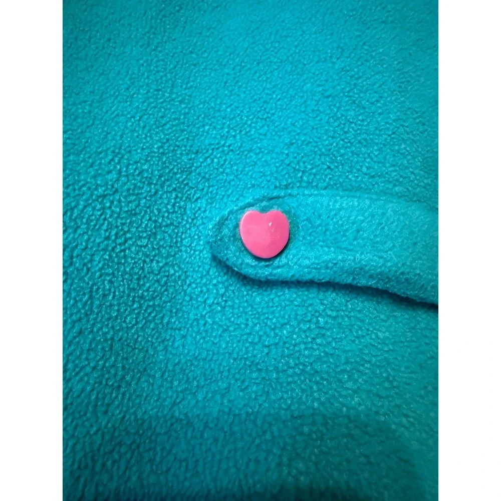 Vintage Gymboree Kids Toggle Fleece Jacket Sz Large Teal Hooded 1980s Colorblock